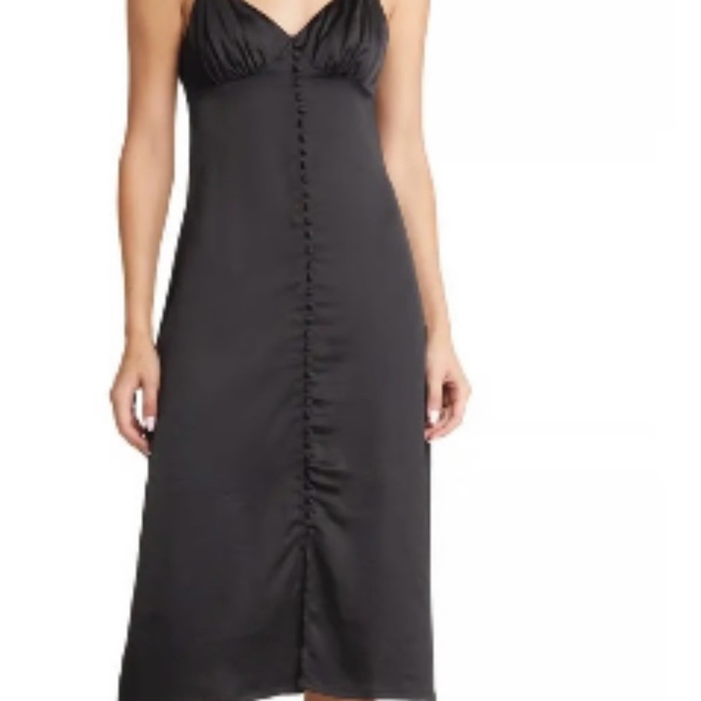 Chelsea28 Black Satin Midi Dress Nordstroms. Feel super soft and silky.